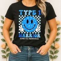 Diabetes Awareness Ribbon T1d Warrior Support Squad Women's T-Shirt thumb 2