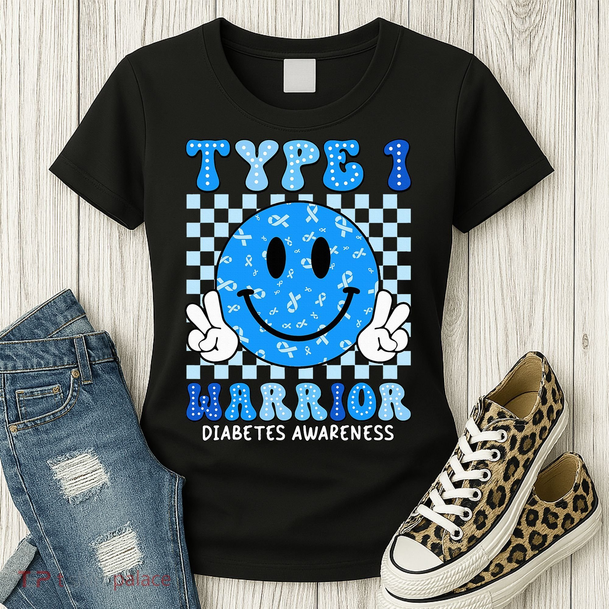 Diabetes Awareness Ribbon T1d Warrior Support Squad Women's T-Shirt