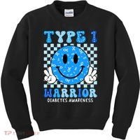 Diabetes Awareness Ribbon T1d Warrior Support Squad Kids Sweatshirt thumb 0