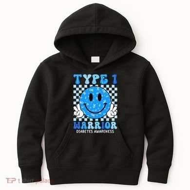 Diabetes Awareness Ribbon T1d Warrior Support Squad Kids Hoodie