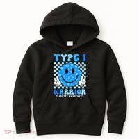Diabetes Awareness Ribbon T1d Warrior Support Squad Kids Hoodie thumb 0