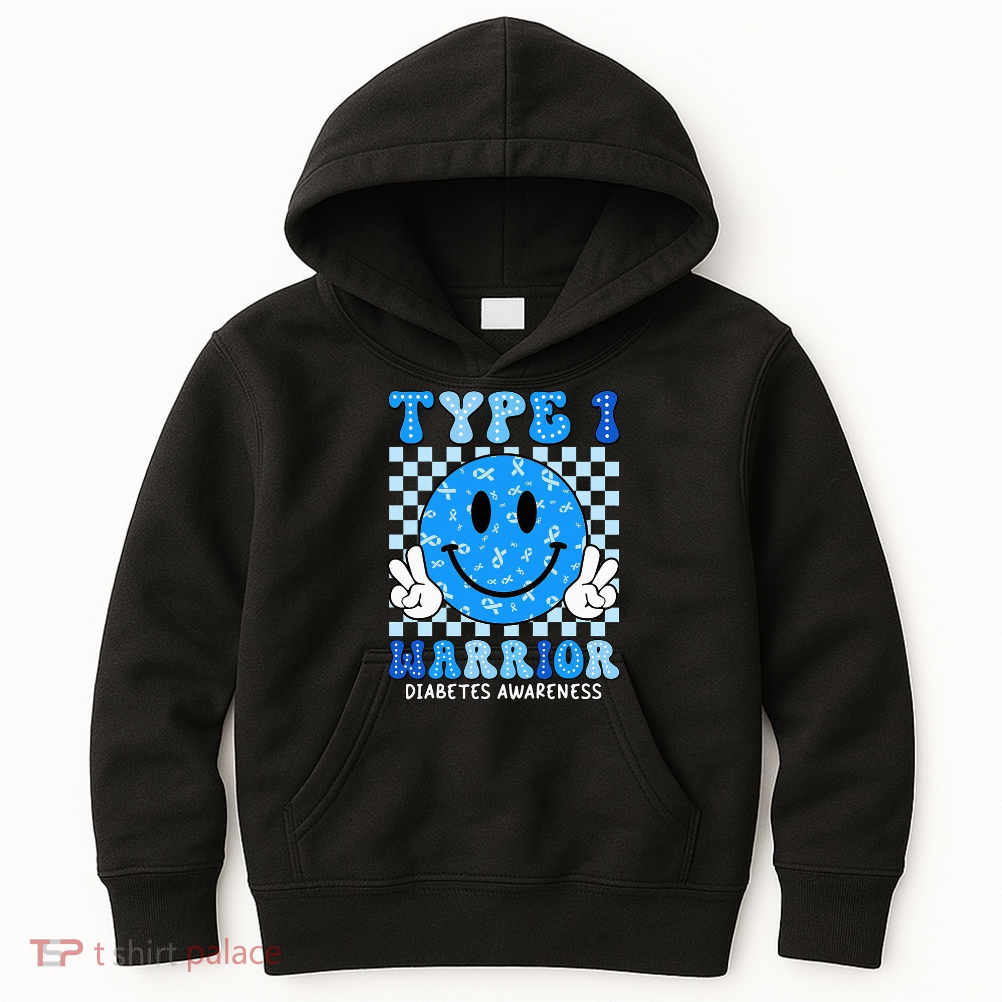 Diabetes Awareness Ribbon T1d Warrior Support Squad Kids Hoodie