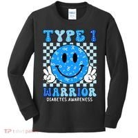 Diabetes Awareness Ribbon T1d Warrior Support Squad Kids Long Sleeve Shirt thumb 0
