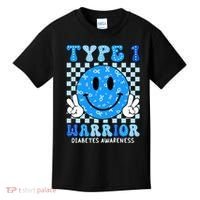 Diabetes Awareness Ribbon T1d Warrior Support Squad Kids T-Shirt thumb 0