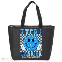 Diabetes Awareness Ribbon T1d Warrior Support Squad Tote Bag thumb 0