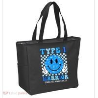 Diabetes Awareness Ribbon T1d Warrior Support Squad Tote Bag thumb 2