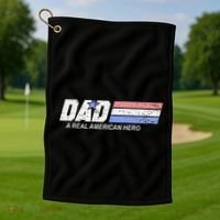Dad A Real American Hero Golf Towel thumb 1
