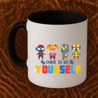 Dare To Be Yourself Superhero Autism Coffee Mug thumb 2