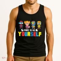 Dare To Be Yourself Superhero Autism Tank Top thumb 3