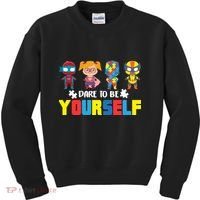 Dare To Be Yourself Superhero Autism Kids Sweatshirt thumb 0