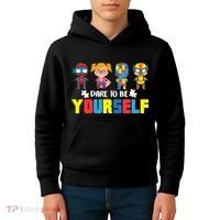 Dare To Be Yourself Superhero Autism Kids Hoodie thumb 4