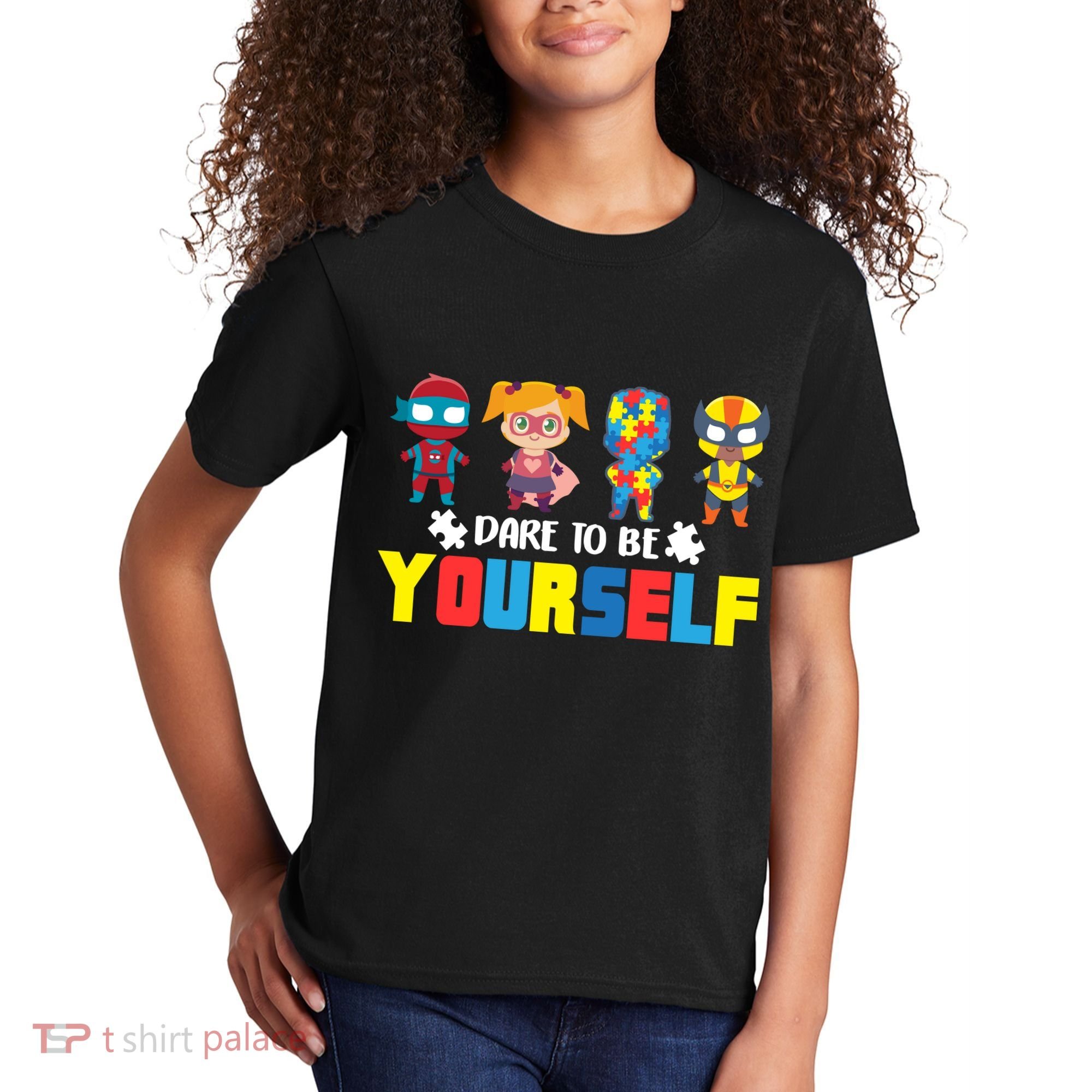 Dare To Be Yourself Superhero Autism Kids T-Shirt
