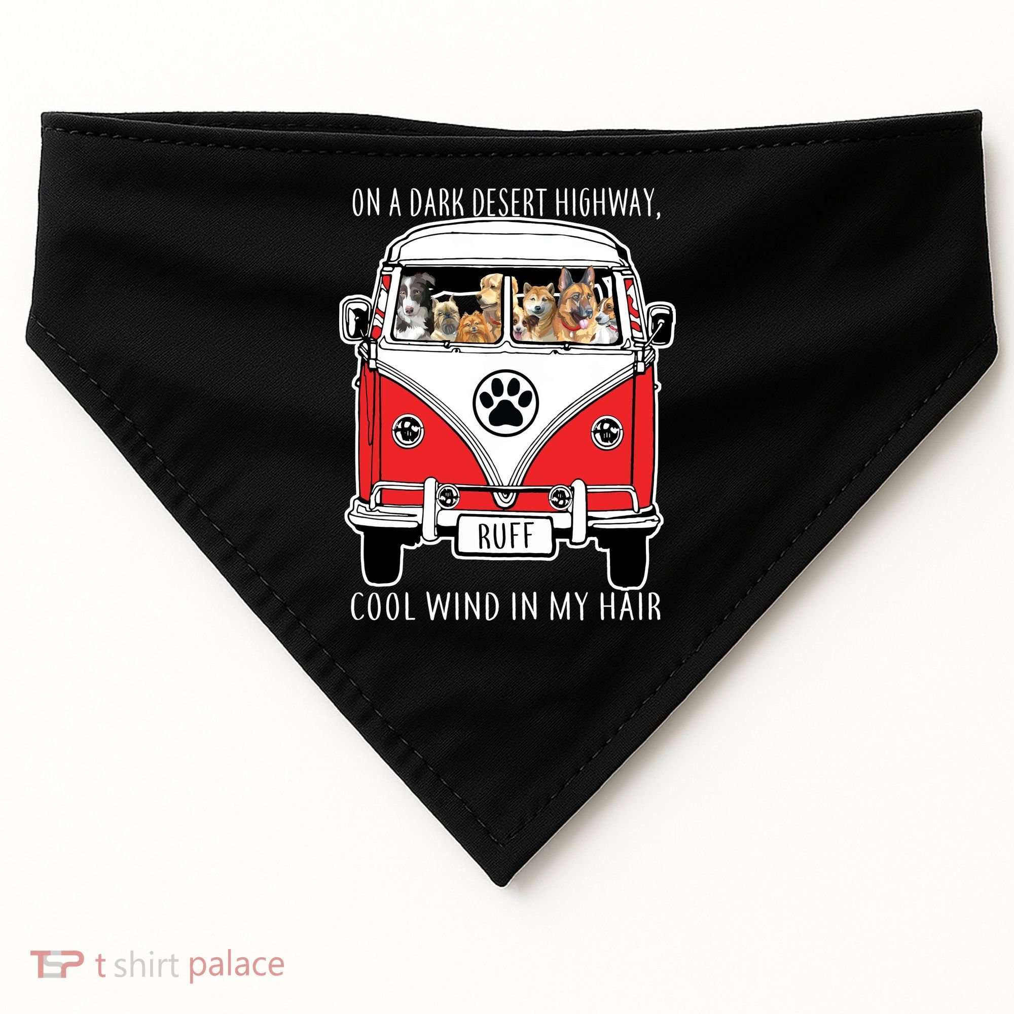 Dark Desert Highway Dog Feel Cool Wind In My Hair USA-Made Doggie Bandana