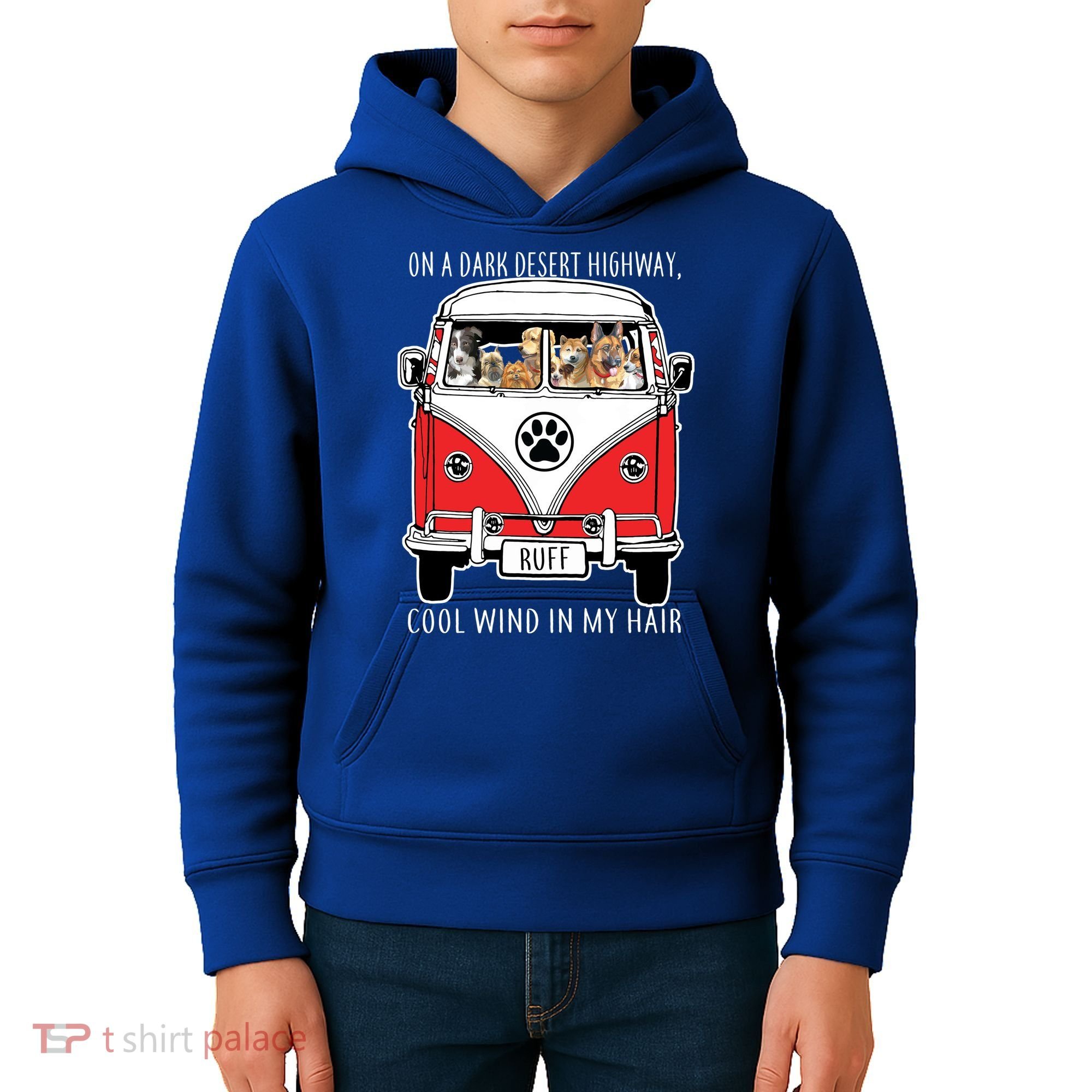 Dark Desert Highway Dog Feel Cool Wind In My Hair Kids Hoodie