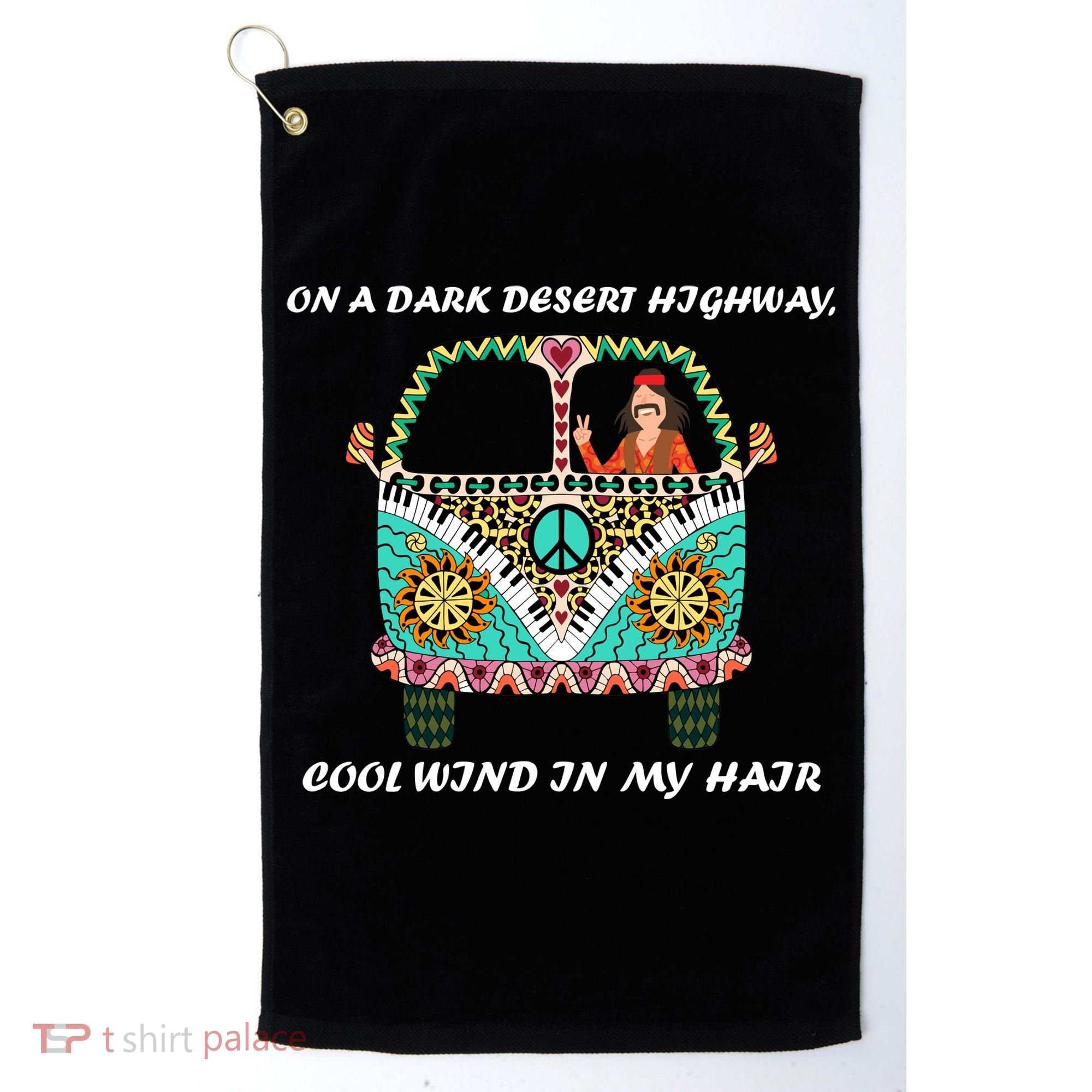Dark Desert Highway Funny Hippie Golf Towel