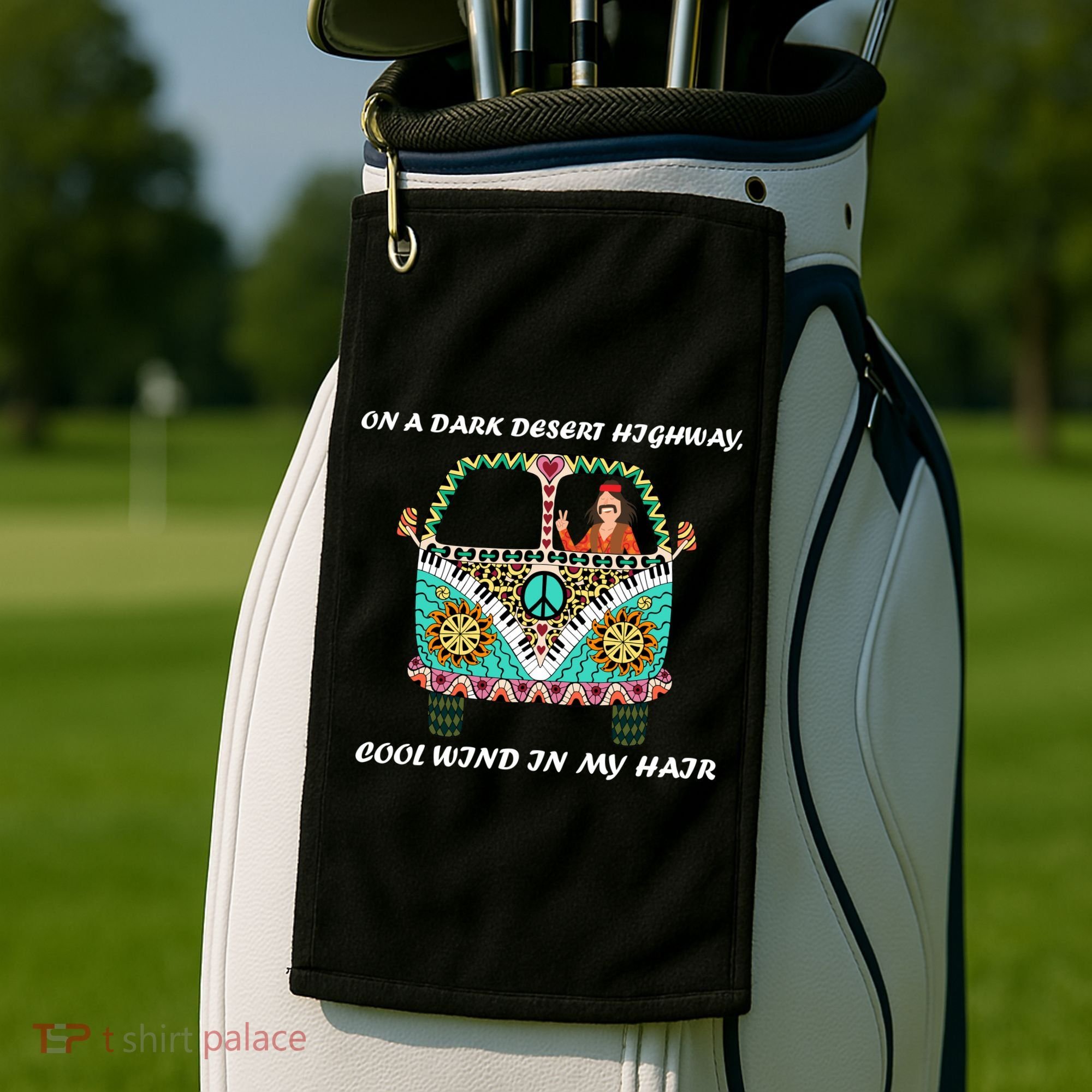 Dark Desert Highway Funny Hippie Golf Towel