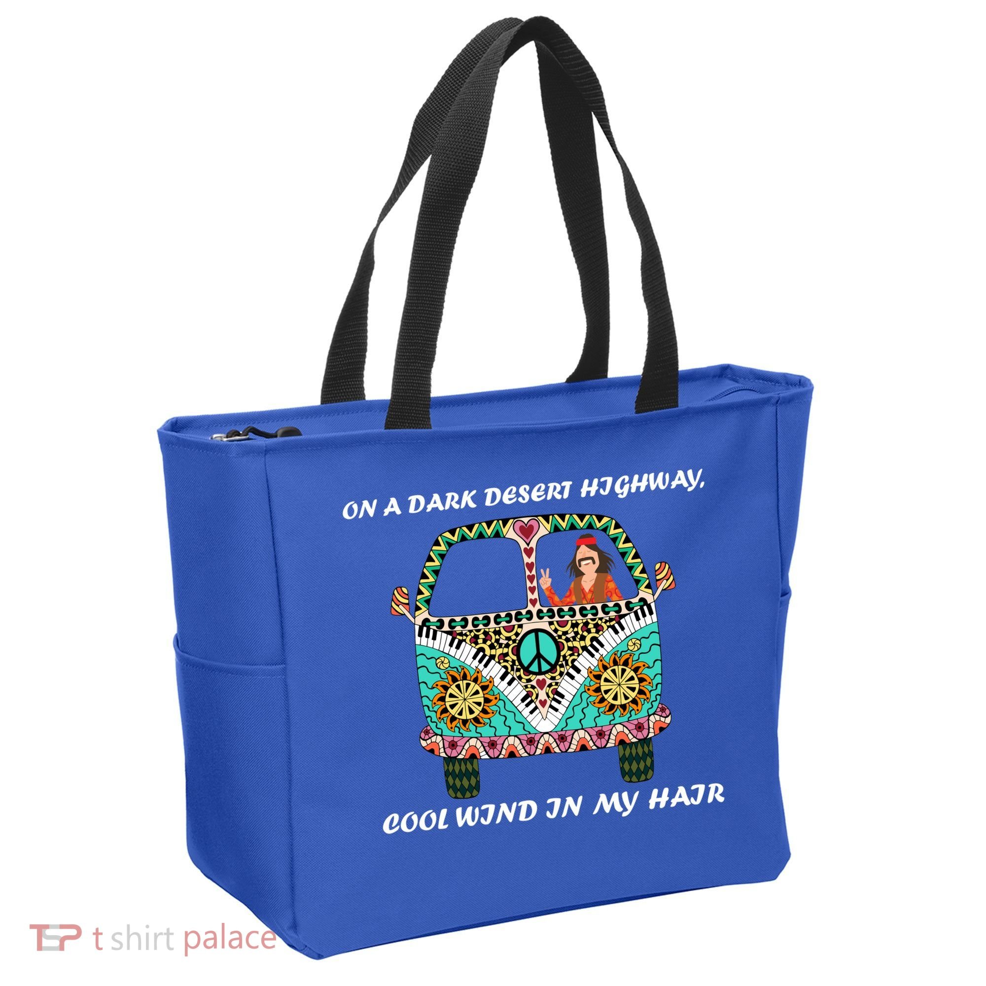 Dark Desert Highway Funny Hippie Tote Bag