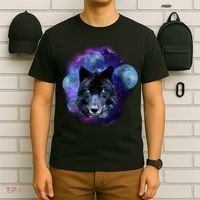 Dark Moon Wolf Galaxy T-Shirt thumb 6