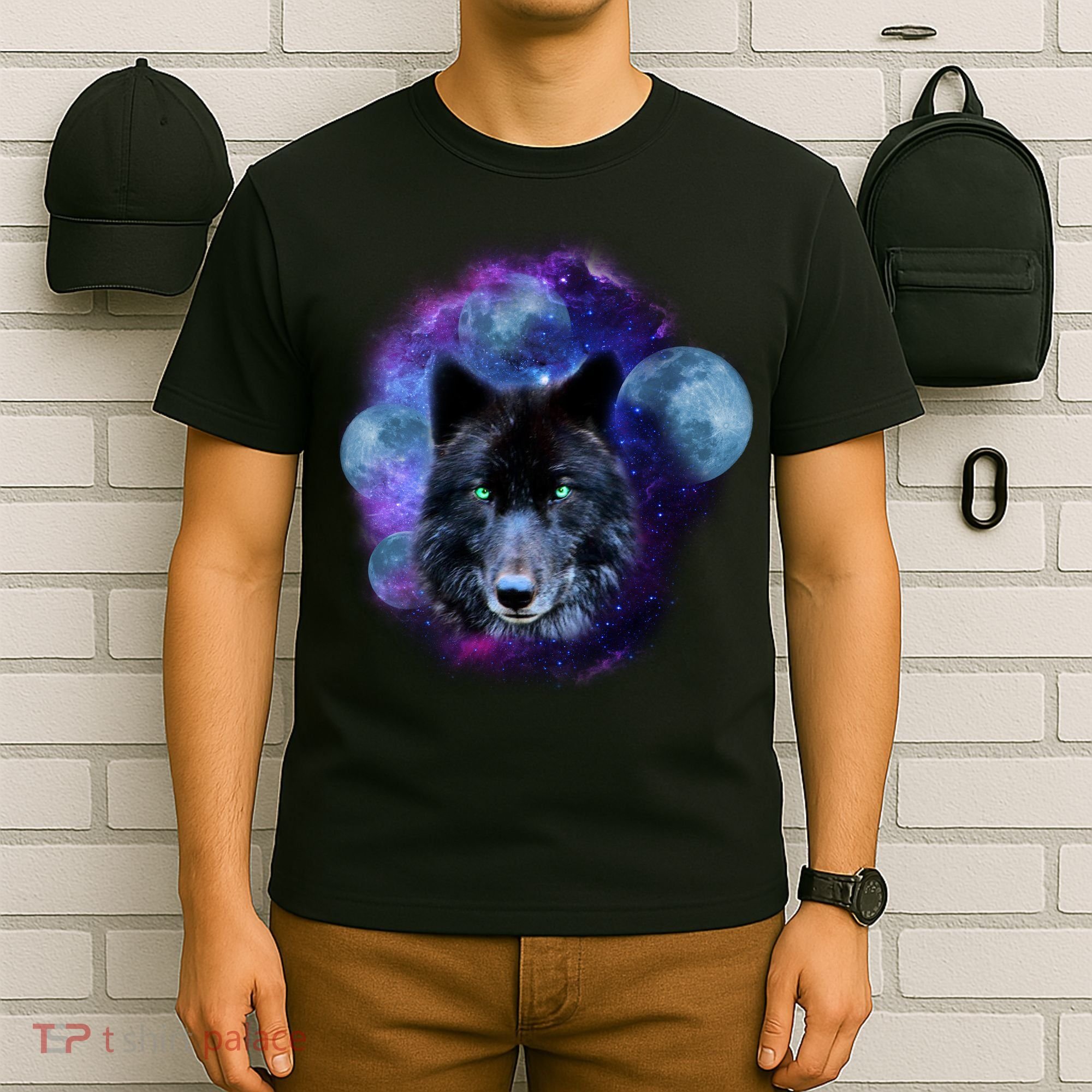 Dark Moon Wolf Galaxy T-Shirt