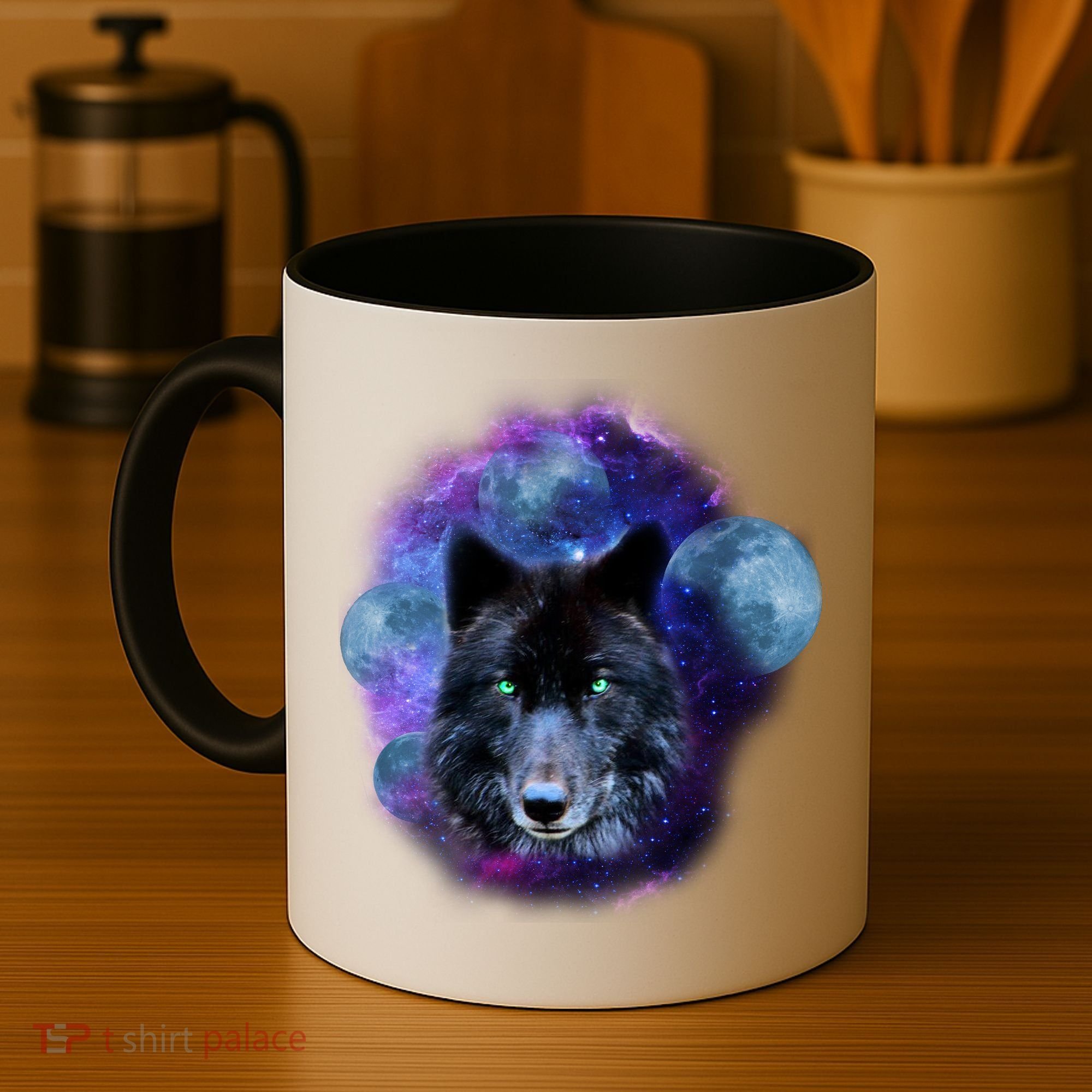Dark Moon Wolf Galaxy Coffee Mug