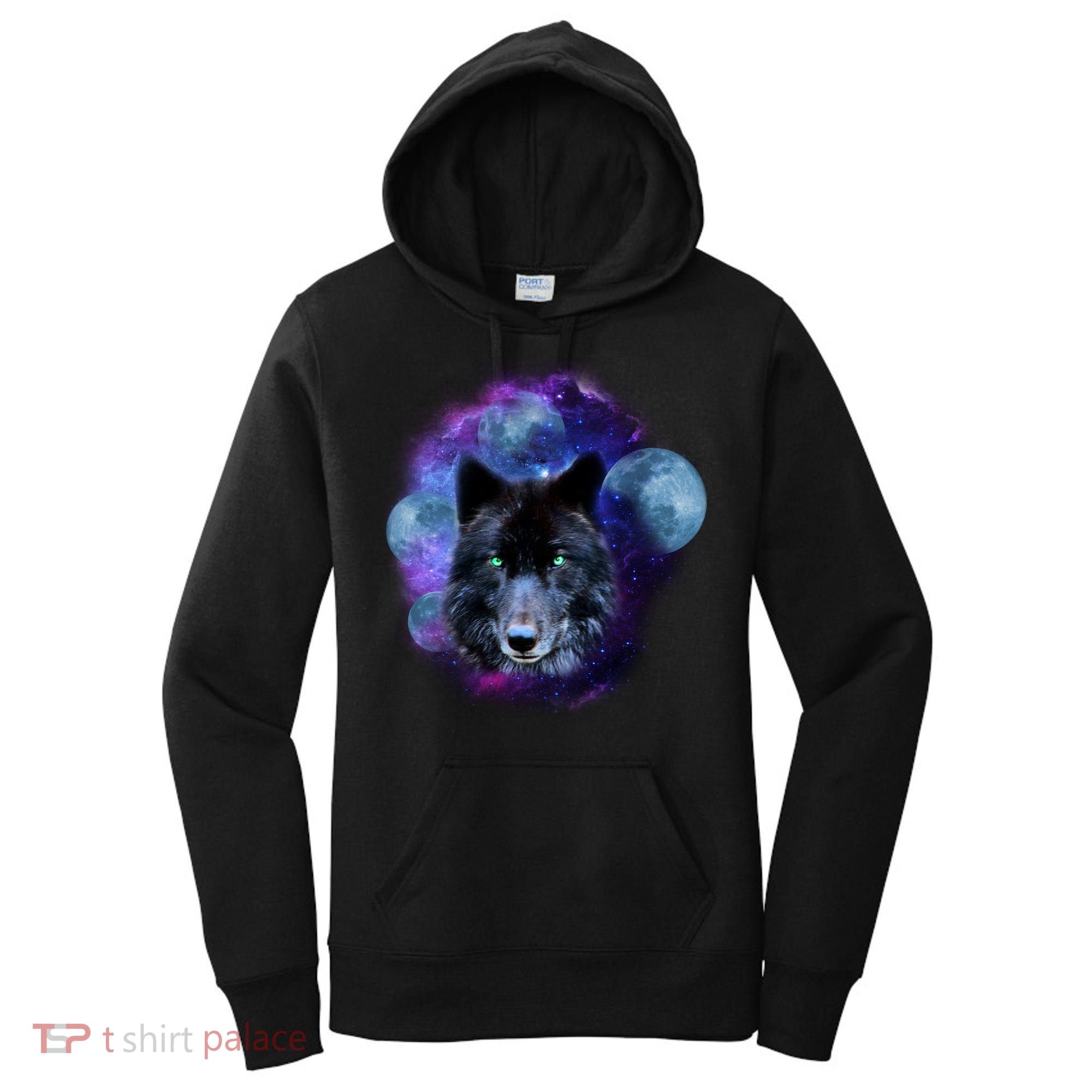 Dark Moon Wolf Galaxy Women's Hoodie