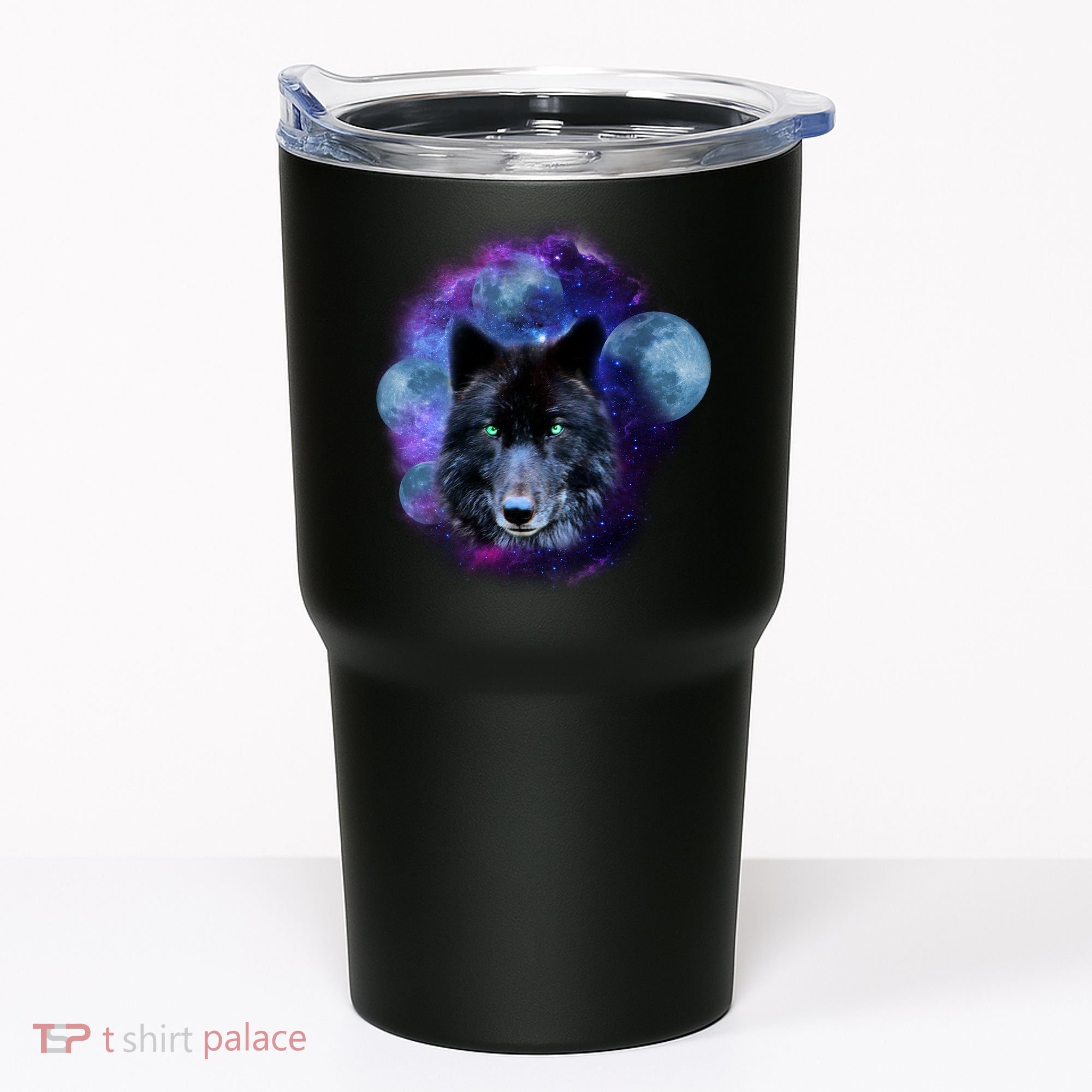 Dark Moon Wolf Galaxy Tumbler