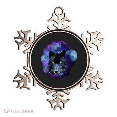 Dark Moon Wolf Galaxy Ornament