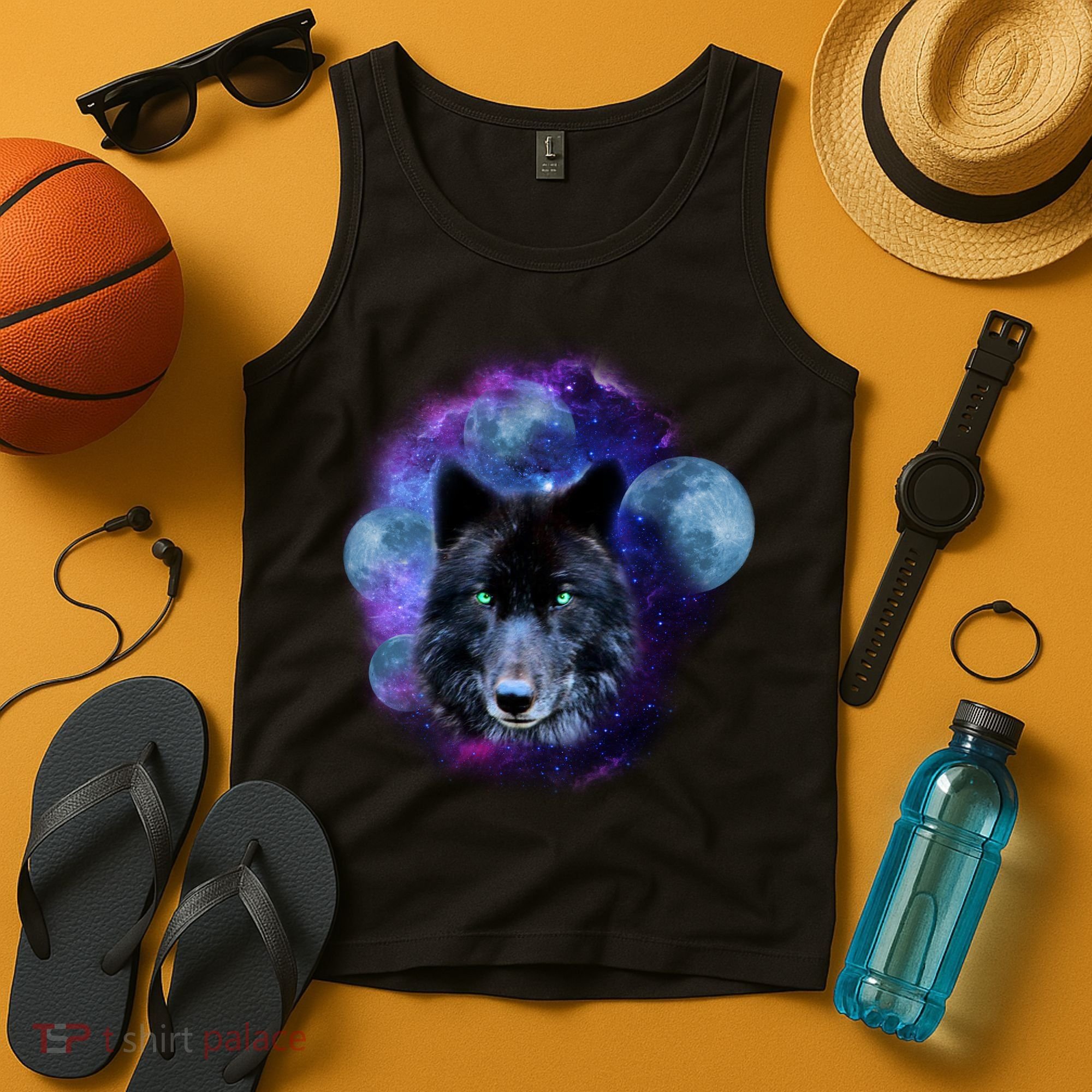 Dark Moon Wolf Galaxy Tank Top