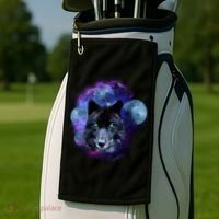 Dark Moon Wolf Galaxy Golf Towel thumb 2