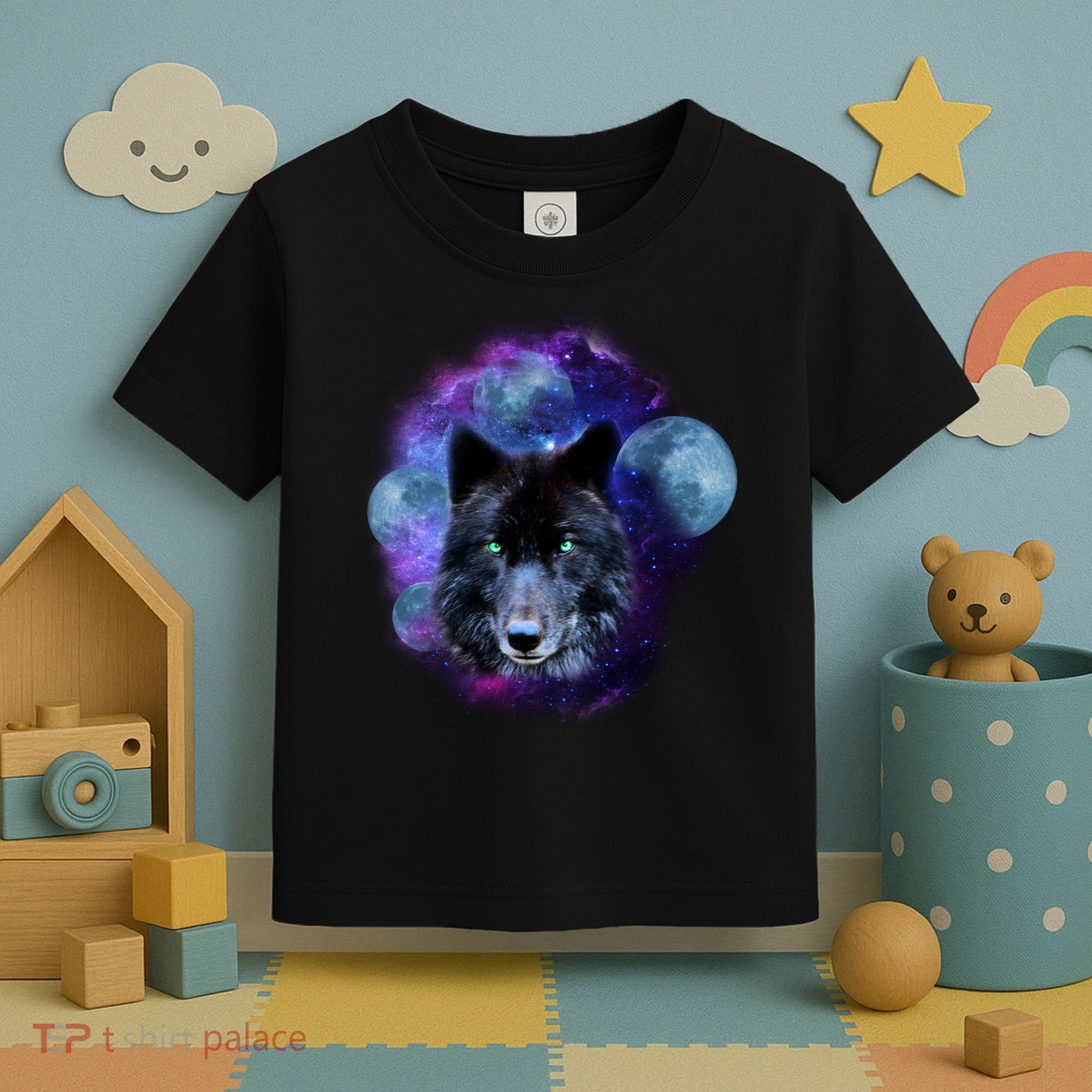 Dark Moon Wolf Galaxy Toddler T-Shirt