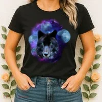 Dark Moon Wolf Galaxy Women's T-Shirt thumb 2