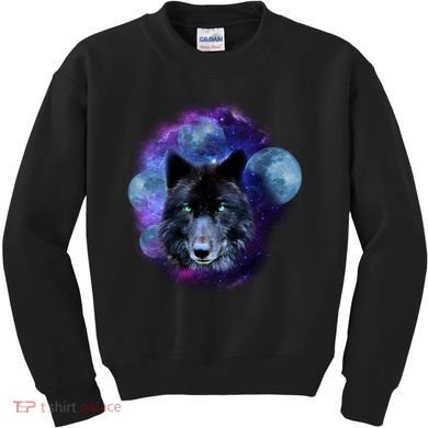 Dark Moon Wolf Galaxy Kids Sweatshirt