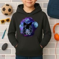 Dark Moon Wolf Galaxy Kids Hoodie thumb 2