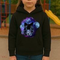 Dark Moon Wolf Galaxy Kids Hoodie thumb 3