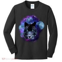 Dark Moon Wolf Galaxy Kids Long Sleeve Shirt thumb 0