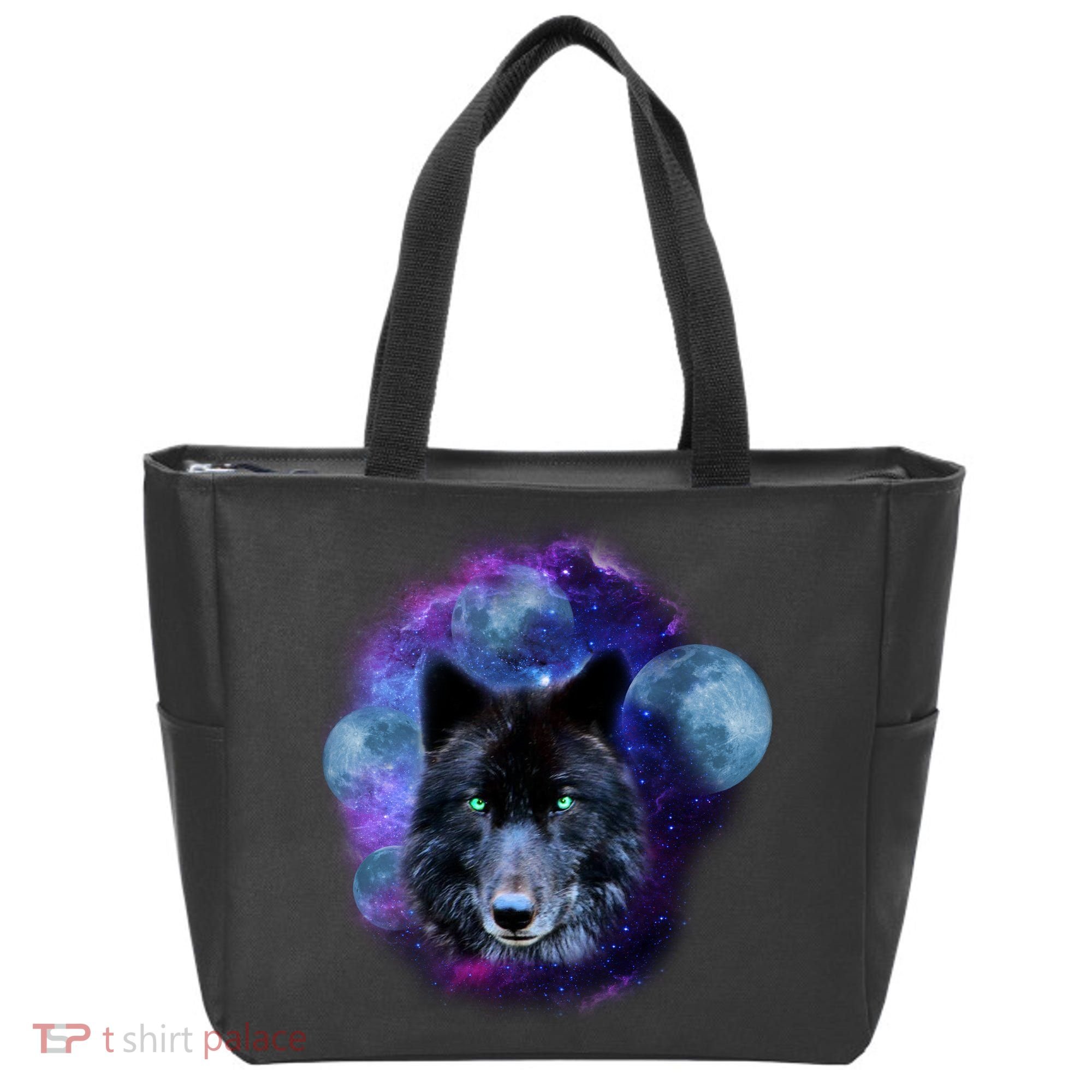 Dark Moon Wolf Galaxy Tote Bag