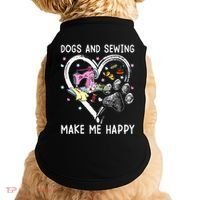 Dogs And Sewing Make Me Happy Funny Dogs And Sewing Doggie Tank thumb 0