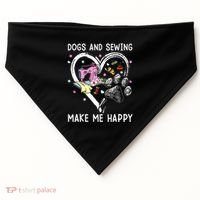 Dogs And Sewing Make Me Happy Funny Dogs And Sewing USA-Made Doggie Bandana thumb 0