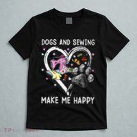 Dogs And Sewing Make Me Happy Funny Dogs And Sewing T-Shirt thumb 5
