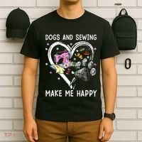 Dogs And Sewing Make Me Happy Funny Dogs And Sewing T-Shirt thumb 6