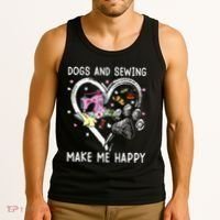 Dogs And Sewing Make Me Happy Funny Dogs And Sewing Tank Top thumb 3