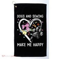 Dogs And Sewing Make Me Happy Funny Dogs And Sewing Golf Towel thumb 0