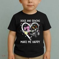 Dogs And Sewing Make Me Happy Funny Dogs And Sewing Toddler T-Shirt thumb 2