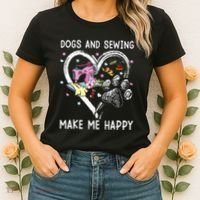 Dogs And Sewing Make Me Happy Funny Dogs And Sewing Women's T-Shirt thumb 2