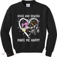 Dogs And Sewing Make Me Happy Funny Dogs And Sewing Kids Sweatshirt thumb 0