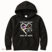 Dogs And Sewing Make Me Happy Funny Dogs And Sewing Kids Hoodie thumb 0