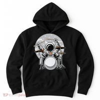 Drumming Astronaut Space Drummer Musician Rock Band Hoodie thumb 0