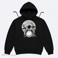 Drumming Astronaut Space Drummer Musician Rock Band Hoodie thumb 0