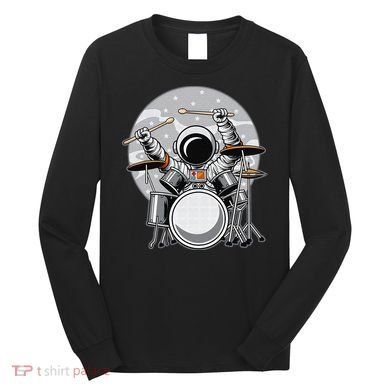 Drumming Astronaut Space Drummer Musician Rock Band Long Sleeve Shirt