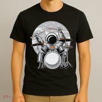 Drumming Astronaut Space Drummer Musician Rock Band T-Shirt thumb 3